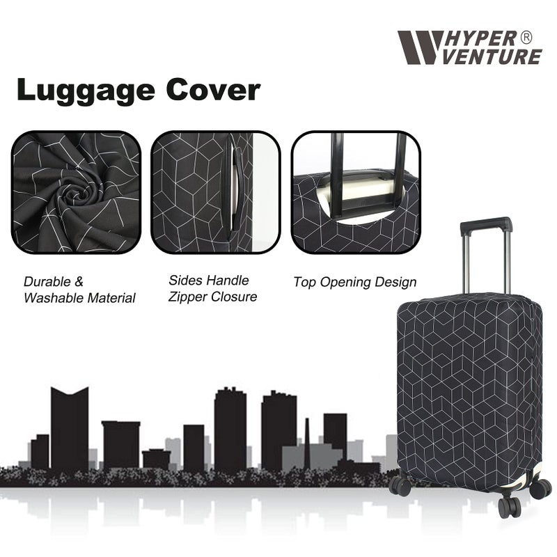 HYPER VENTURE Washable Luggage Cover - Fashion Suitcase Protector Fits 23-26 Inch Luggage (Black Maze, M) - Image 2
